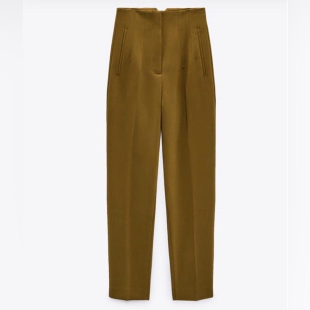 Zara Yellow Trousers with High-Waisted Slim Fit